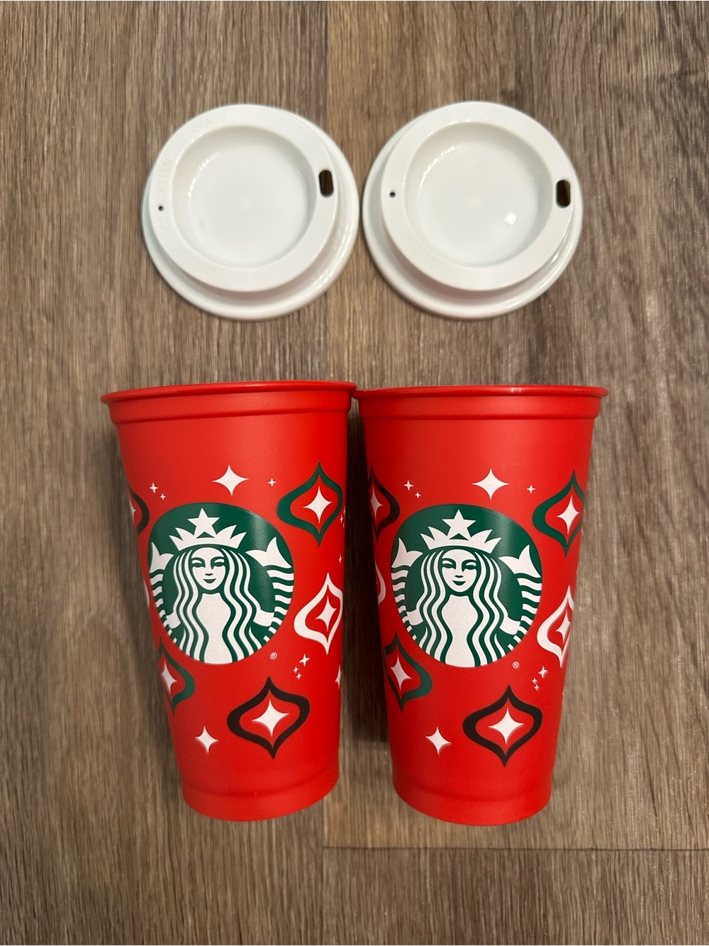 New Starbucks Holiday 2023 Red Cup Day (16 oz) Reusable Hot Cup Set of 2